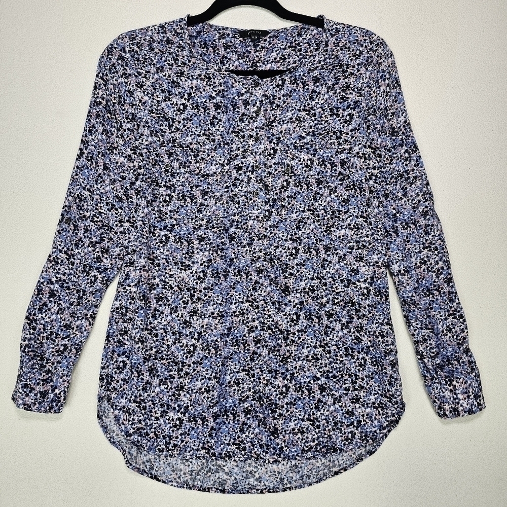 RW&CO. Purple Polka Dot Long Sleeve Blouse Multi Color Size XS